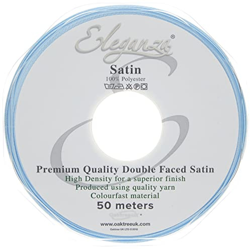 ELEGANZA Double Faced Satin 3mm x 50m Lt. Blue No.25, LT.Blue, 3 mm x 5 0m
