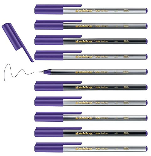 edding 55 - Fineliner - violett - 10 Stifte - 0,3 mm Spitze - Farbstift zum Schreiben, Malen, Unterstreichen, Illustrieren - für Kinder und Erwachsene, Schule, Homeoffice, Büro