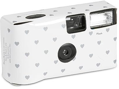 Weddingstar Disposable Camera with Flash - Silver Hearts (10 PACK)