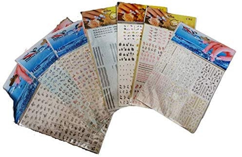 Fat-catz-copy-catz 5x mixed large sheets of nail art water transfer stickers various designs, each sheet has 12 smaller sheets= 60 designs