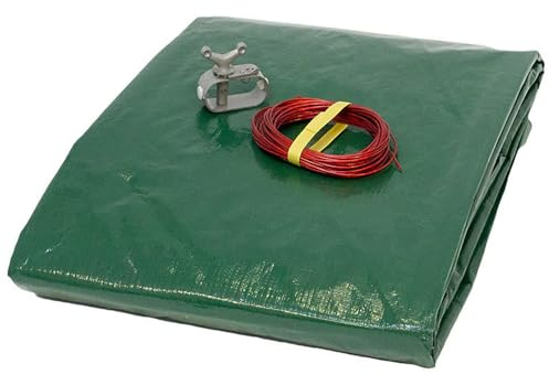 Poolabdeckung rund (Für 300-320 cm Stahlwandpools) – Sommer & Winter Abdeckplane – Ø 380 cm Poolplanenmaß - Materialdichte 180g/m² - Pool UV- und Algenschutz - Inkl. Stahlseil und Spannschloss