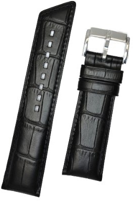 Hirsch Louisianalook Uhrenarmband echtes Leder blau Krokoprägung 22 mm Länge M