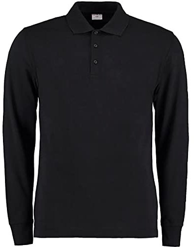Kustom Kit Mens Pique Long Sleeve Polo Shirt (XL) (Black)