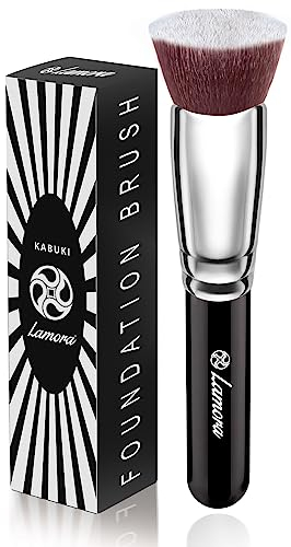 Pinceau Fond de Teint Professionnel Kabuki pour Maquillage du Visage - Parfait Pour le Mélange Liquide, Crème ou Poudre Cosmétique Sans Défaut - Polissage, Pointillé - Poils Denses, Synthétiques