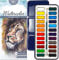 MozArt Supplies Aquarellfarbe Essential Set - 24 leuchtende Farben - leicht und tragbar - perfekt für angehende Hobbyisten und professionelle Künstler - Pinsel enthalten