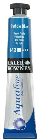 Daler-Rowney Aquafine Watercolour Paint, Aluminium Tube, 0.27oz - 8 ml, Phthalo Blue