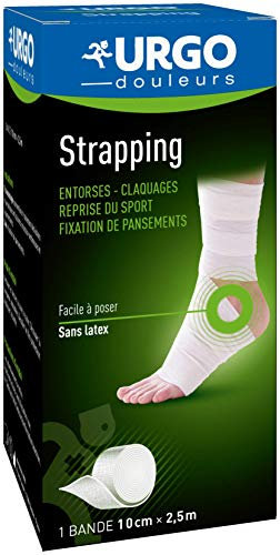 Urgo - Strapping - Bande élastique adhésive - Contention / Fixation de pansements - 1 bande 2,5mx10cm