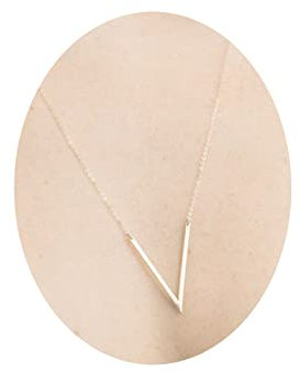 Yheakne Buchstabe V Anhänger Halskette Minimalistische Initialen V Halskette Alltag Einfache Halskette Halskette für Frauen Mädchen, Gold, Goldfarben