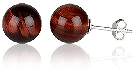 EYS JEWELRY Ohrstecker Damen Perlen 925 Sterling Silber Tigerauge braun Damen-Ohrringe