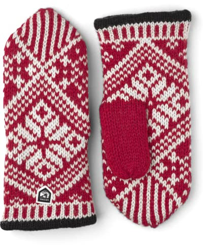 Hestra Nordic Wool Fäustlinge rot/weiß