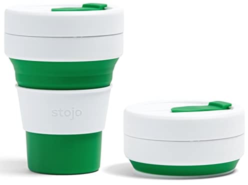 Stojo Collapsible Coffee Cup, Silicone, Green, 5 x 9 x 9 cm