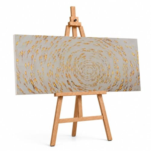 KunstLoft Acrylgemälde 'Im Teich' 140x70cm | 100% handgemaltes Leinwandbild | Fische & Meerestiere in Gold Beige | signiertes Unikat mit Echtheitszertifikat