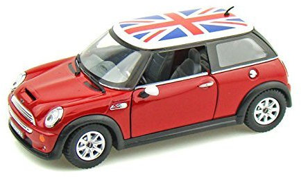 Mini Cooper S avec drapeau britannique 1/28 rouge