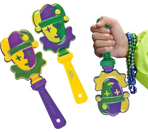 Mardi Gras Hand Clappers (set di 12) divertenti forniture per feste e creatori di rumore per bambini e adulti