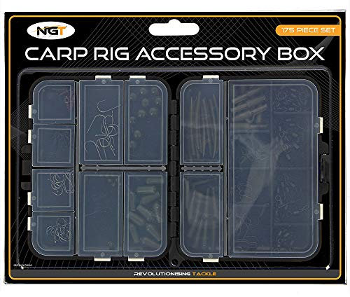 HANDY CARP COARSE FISHING TACKLE BOX LOADED WITH HOOKS LEAD CLIPS TAIL RUBBERS SIZE 8 SWIVELS CARP BEADS