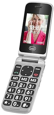 Trevi FLEX PLUS 55 Telefono Cellulare a Conchiglia per Anziani con Tasti Grandi Retroilluminati, Senior Phone con Tasto SOS Emergenza, Batteria Lunga Durata e Base di Ricarica Inclusa, Silver
