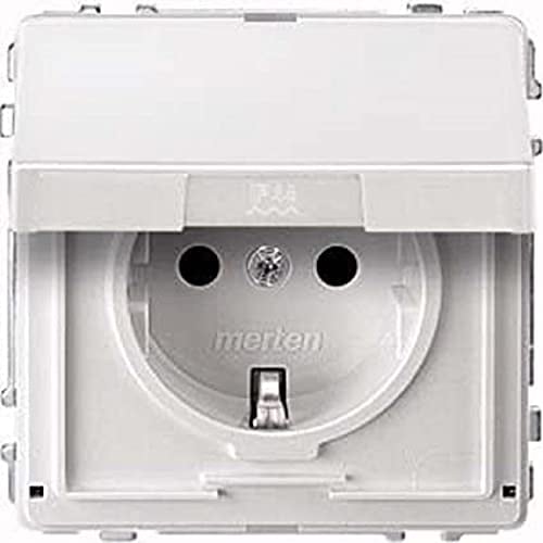 Schneider Electric Merten Schuko-Steckdose mit Klappdeckel, Berührungsschutz, Stecklemmen, Aquadesign, polarweiss, Artikelnummer MEG2310-7219