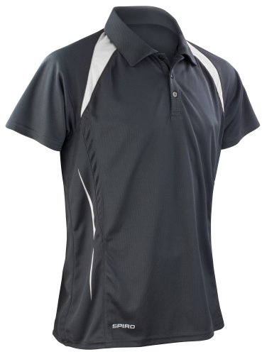 Spiro Mens Sports Team Spirit Performance Polo Shirt (3XL) (Black/White)