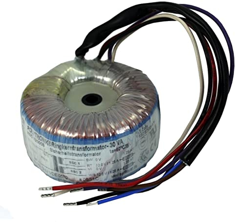 Lumonic transformateur toroïdal Transformateur 30VA 2x18V pour audio, industriels, halogènes et sur rails - 230V tension d'entrée - 36V tension secondaire - Modèle RSO-825010