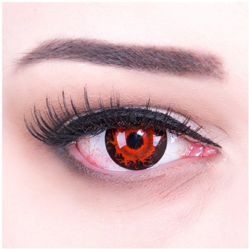Funnylens 1 Paar farbige rote schwarze Crazy Cataclysm Vampir Zombie Jahres Kontaktlinsen perfekt zu Halloween, Karneval, Fasching oder Fasnacht mit gratis Kontaktlinsenbehälter ohne Stärke!