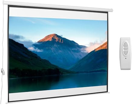 HOMCOM Schermo per Proiettore 120 Pollici Formato 4:3 Regolabile con Telecomando, Schermo di Proiezione Motorizzato Compatto, Installazione a Parete o Soffitto, 244x183 cm, Bianco