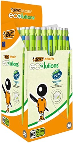 BIC 8877191 Druckbleistift Matic ECOlutions, 0.7 mm, HB, sortierte Schaftfarben, inklusive 4 Minen, Schachtel à 50 Stück