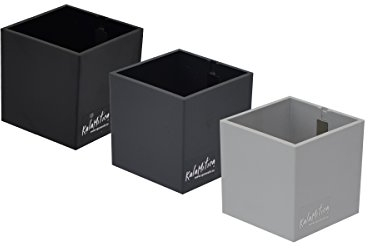 KalaMitica - Lot de 3 cubes magnétiques de 6,5 cm - Glace, Plomb, Noir - Boîtes de rangement ou cache-pots magnétiques avec aimant puissant pour tableaux magnétiques muraux