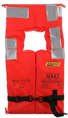 Seachoice Type I Commercial Offshore Vest, Fluorescent Orange, Reflective Panels, Adult, Over 90 Lbs.