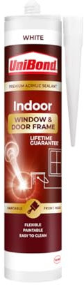 UniBond Indoor Window & Door Frame Sealant, White Acrylic Sealant, Paintable from 1 Hour, 1 x 467g Cartridge