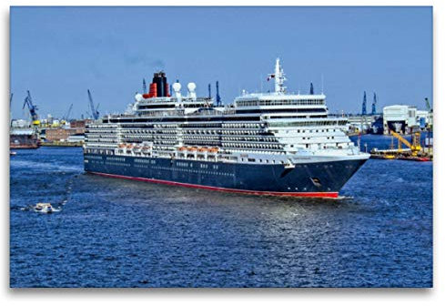 Premium Textil-Leinwand 120 x 80 cm Quer-Format Cunard-Liner Queen Elizabeth, Leinwanddruck von Christoph Stempel