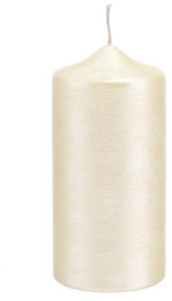 Stumpenkerzen Elfenbein Perlmutt geriffelt, 15 x 6 cm, 4 Stück
