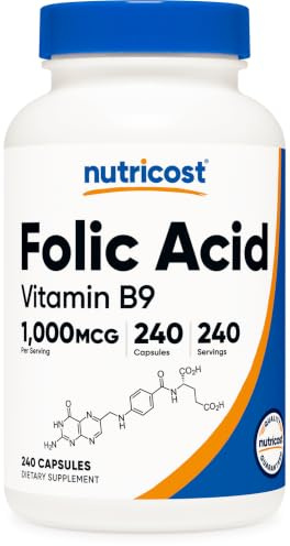 Nutricost Folic Acid (Vitamin B9) 1000 mcg, 240 Capsules
