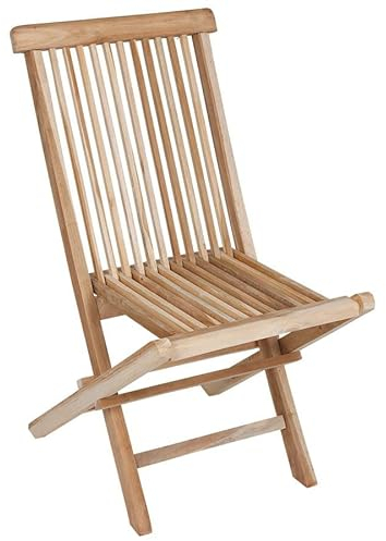 Spetebo Teak Holz Gartenstuhl Natur - 90 x 50 cm – Klappstuhl aus unbehandeltem Teakholz – zusammenklappbarer Holz Garten Stuhl Balkon Terrasse