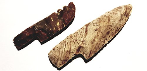 2 Stück Steinzeit Messer / Klinge (Steinmesser) mit und ohne Säge (Nachbau) (3inch und 4inch)
