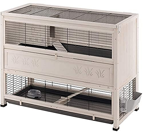Ferplast Indoor Kaninchenstall, Hasenheim Cottage Large aus FSC-Holz, für Kaninchen und Meerschweinchen, Zwei geräumige Etagen, Zubehör inklusive, 127 x 67 x h 102 cm.