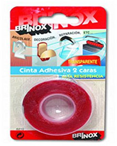 Brinox Cinta Doble Cara Extrafuerte, Cinta Adhesiva Doble Cara, Alta Resistencia Exterior e Interior, No Más Clavos, Cinta Adhesiva Doble Cara Multiusos, 19 mm Ancho y 1,5 metros de largo