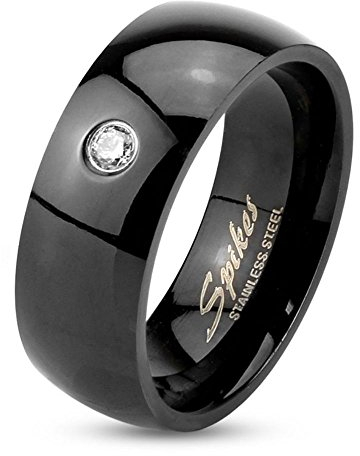 Bungsa 57 (18.1) Schwarzer Kristallring Edelstahl klassisch Damen & Herren 49-70 (Fingerring Schmuckring Zirkonia Stein Partnerringe Verlobungsringe Trauringe Damenring Chirurgenstahl)