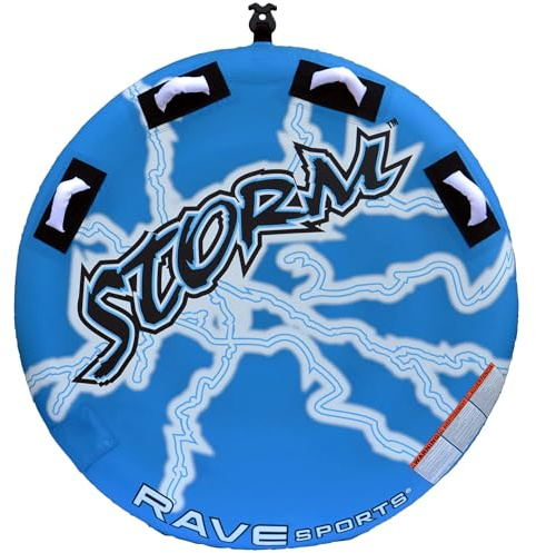 Rave Sports Storm Boat Towable Tube - Inflatable Boating Tube for 1-2 Riders - Heavy-Duty Inflatable Tube for Boats to Pull - Water Sports Towable with Quick Connect Tow Point System