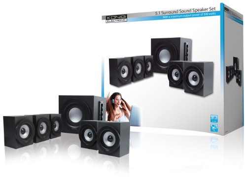 Konig CMP-SPSU110, Set Altoparlanti 5.1, Colore Nero