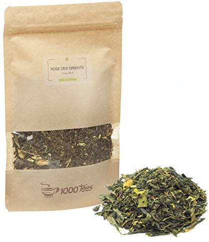 Grüntee Rose des Orients aus China mit Mango-Geschmack, mittelkräftig, fruchtig, lieblich, rosenduftig, frisch abgefüllt