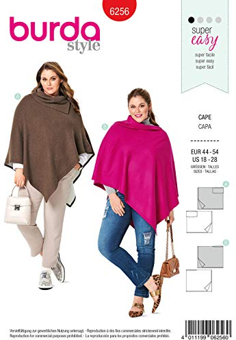 Burda Schnittmuster 6256, Capes [Damen 44-54] zum selber nähen, ideal für Anfänger [L1]