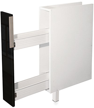 Berlioz Créations CE15BN Unterschrank für Küche mit Gewürzregal, in schwarzem Hochglanz, 15 x 52 x 83 cm, 100 Prozent französische Herstellung