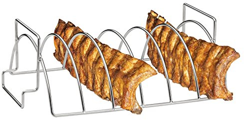 Küchenprofi BBQ-Spare-Ribs und Braten-Rack, 38x25,5x12,5 cm, rostfreier Edelstahl, Grillzubehör, Spareribs Halter Grill, Grillguthalter