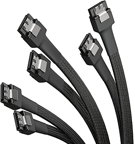 KabelDirekt – 3 cavi SATA-3 6 Gb/s – 60 cm, diritto (cavo dati, 6 Gbit/s, SATA-III/Serial-ATA, connettore a L, Set di 3 cavi, collega dischi fissi/SSD/unità alla scheda madre, nero)