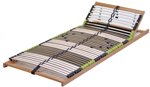 DaMi 7-Zonen Lattenrost Relax KV 120x200cm I mit 6 Härtestufen, Kopfteil verstellbar, Made in Germany, Buche & Birke, 42 Federholzeisten, Lattenrahmen zur Selbstmontage, extrem hochwertig & stabil