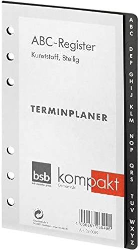 BSB Ersatzeinlage ABC-Register - 6-fach Lochung - ca. A6 - für BSB Kompakt Terminplaner Organizer - 02-0089