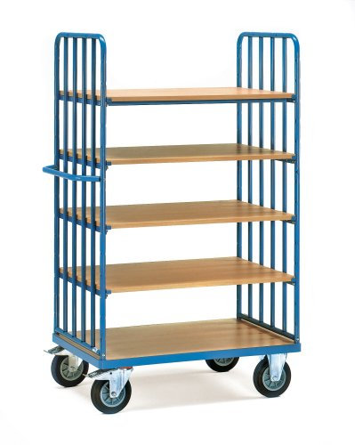 Fetra Transportgeräte mtpif351 F 503 Wagen mit Tablett, 2 Seitenteile mit Gitter Design, 5 Böden, 79 kg Gewicht, 1000 mm x 600 mm Plattform