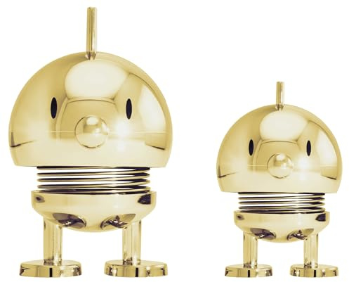 Hoptimist Bumble Set Wobble Figure & Lucky Charm, Scandinavian Decorative Figures for Living Room, Desk, Office, Office Decoration & Funny Small Gifts, X-Small/Small, Gold