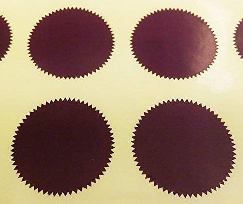 Pack of 500-41mm Starburst Notary/Legal/Certificate Seals - Colour Code Stickers/Sticky Labels - Choose Your Colour/s (Dark Purple)