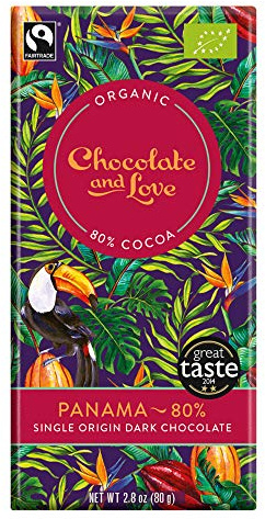 Choc & Love Panama Fairtrade 80% Dark Chocolate, 80g